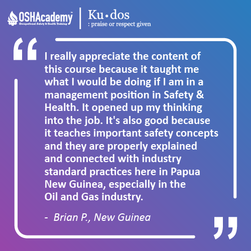 Image of student feedback of safety management training