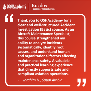 Image of student feedback of Accident Investigation training