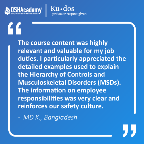 Image of student feedback of Introduction to OSH training