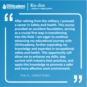 Image of student feedback of Managing Safety and Health training