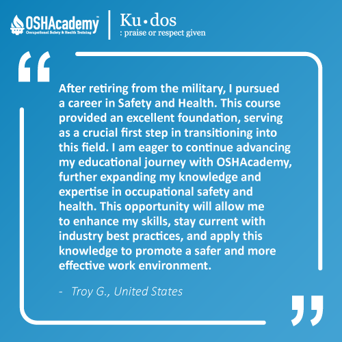 Image of student feedback of Managing Safety and Health training