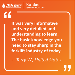 Image of student feedback of Forklift Safety training