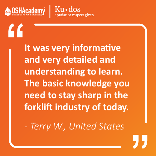 Image of student feedback of Forklift Safety training