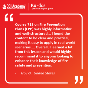 Image of student feedback of Fire Prevention Plan training