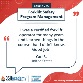 Image of student feedback of Forklift Safety training