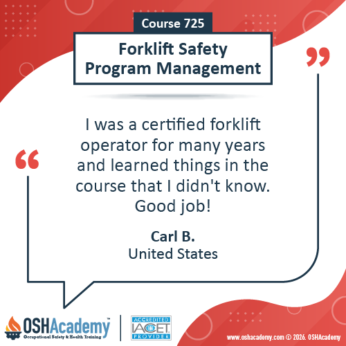 Image of student feedback of Forklift Safety training