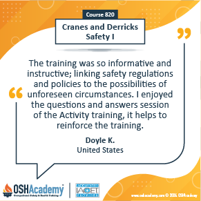 Image of student feedback of Cranes and Derricks training