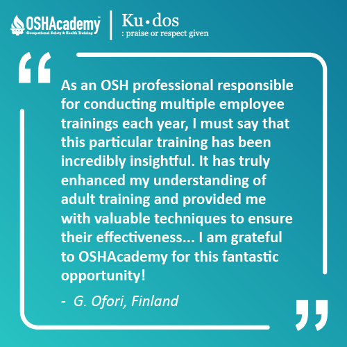 Image of student feedback of Safety Training